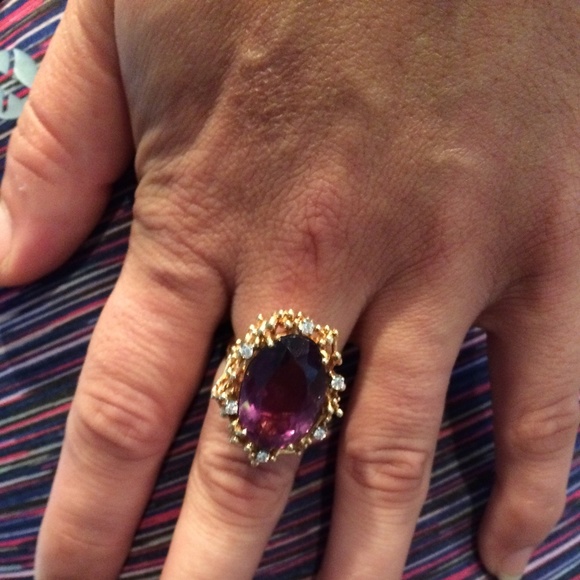 Custom Gold Diamond and Amethyst Ring